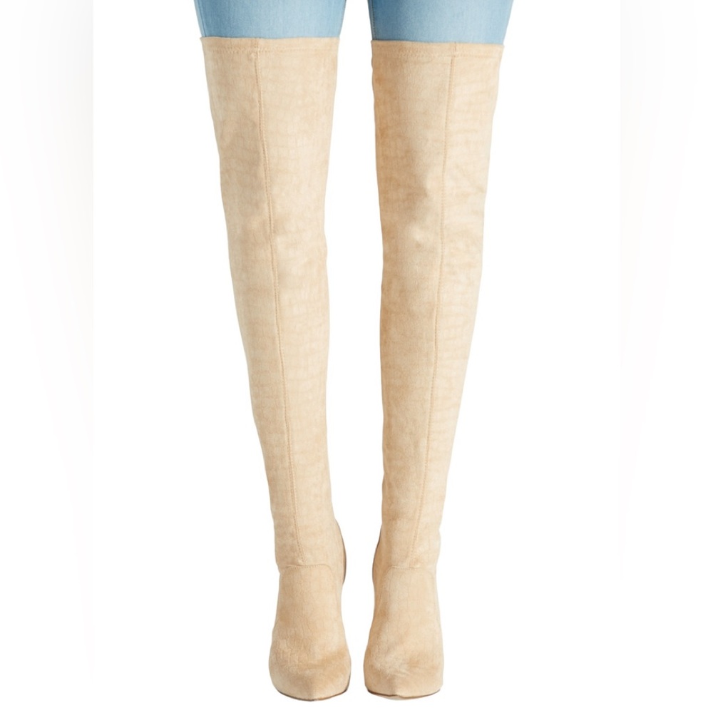 Neysa Natural suede thigh high stiletto heel boot size 11 - Picture 6 of 9